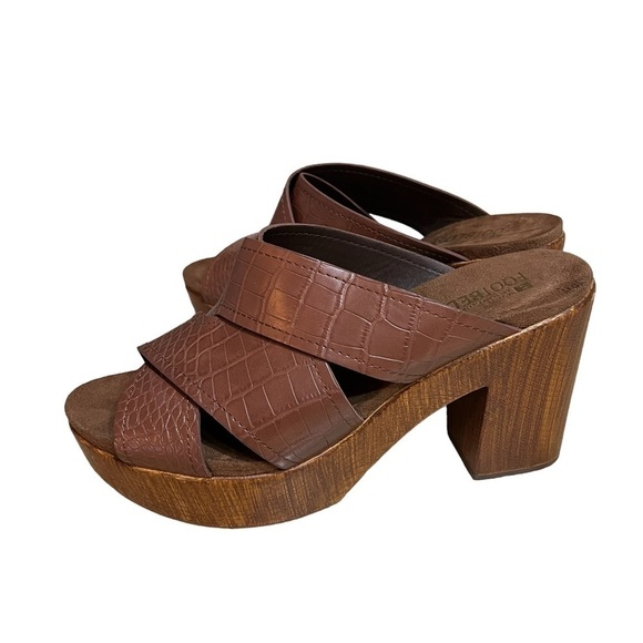 White Mountain Alive Platform Sandal Womens 10M Brown Clog Slip On Shoes - Picture 2 of 10